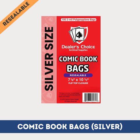 COMIC BOOK BAGS - SILVER SIZE